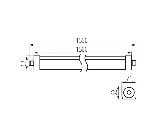 სანათი LED Kanlux 90W 4000K 12000Lm 1500мм IP65