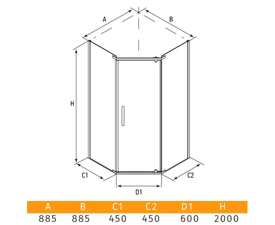 Shower corner Erlit ER10109V-C1 90x90x200 cm