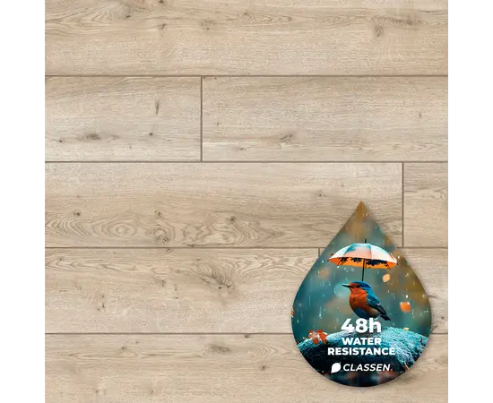 Laminate water resistant Classen Story Aqua Protect 55233 oak 1285x192x12 mm. AC5/33