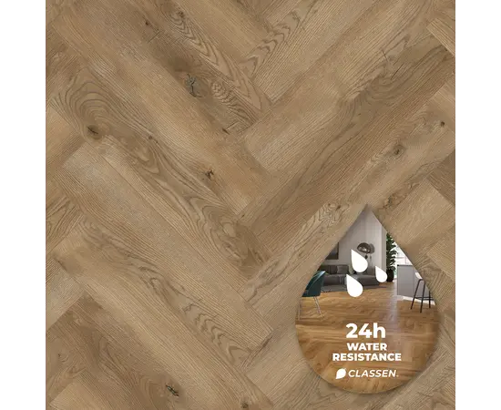 ლამინატი Classen Herringbone 63264 მუხა Las Negras 643x131x8 მმ AC4/32
