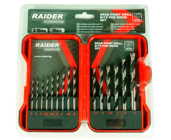 Set of drills for wood Raider 157791 3-10 mm 15 pcs