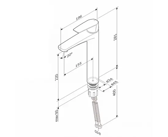 ხელსაბანის შემრევი მაღალი AM.PM F90A92000 Chrome