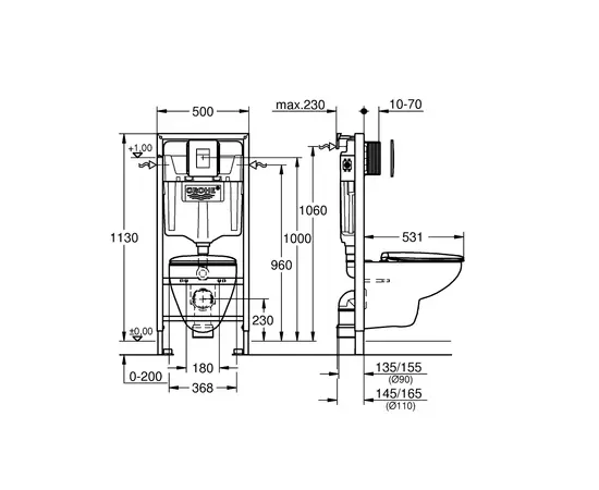 Installation kit with suspended toilet Grohe 39586000