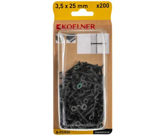 სჭვალი თაბაშირ-მუყაო 3,5x25 მმ ფოლადი Koelner 200 ც B-FS3525  ბლისტი