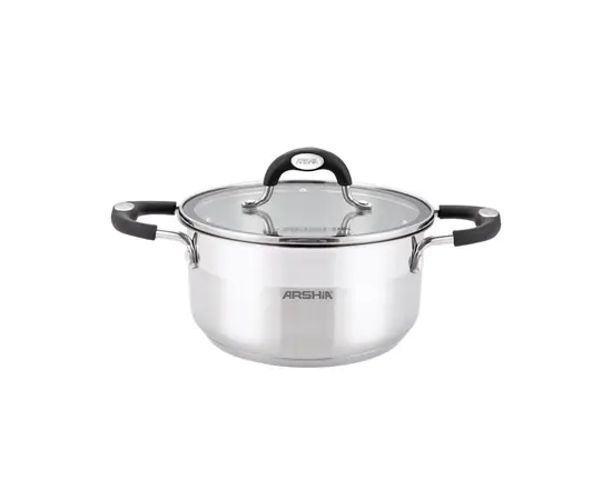 Металлическая кастрюля со стеклом и металлической крышкой Arshia SS478-3077 18x9см