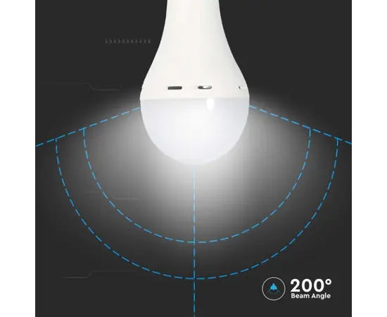 Lamp V-TAC 9W 4000K E27 7010 A70 with battery