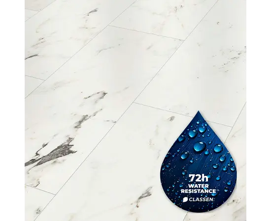 Laminate water resistant Classen Visiogrande White Marble Aqua Protect 57203 604x280x8 mm AC4/32