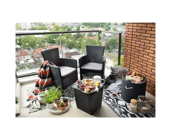 ბაღის ავეჯის კომპლექტი Iowa balcony grap + cus cl gr 008 std