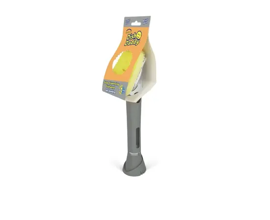 Dish scrubber with liquid reservoir Dish Daddy