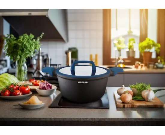 Кастрюля гранитная Arshia CO135-3102 26537 24см черно-синий