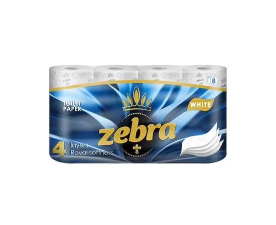 Toilet paper Zebra white 4 layer 8 pcs