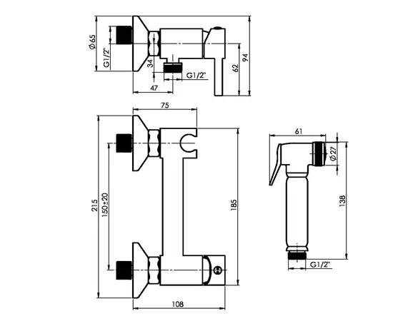 Смеситель биде Rubineta 625134 Onyx Chrome
