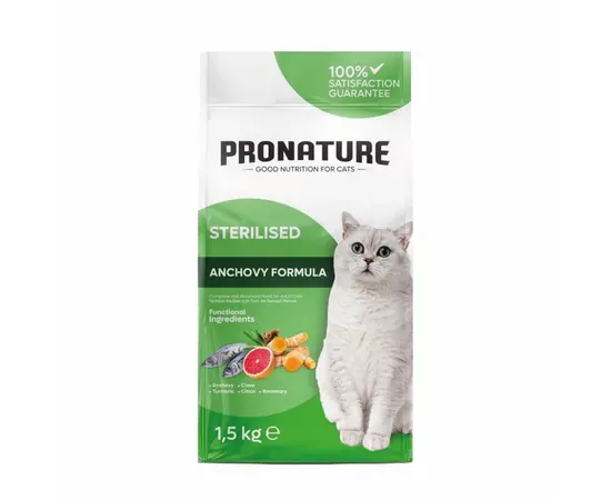 მშრალი საკვები სტერილური კატისთვის PRONATURE 1.5 კგ