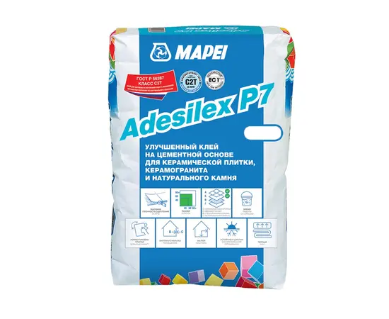 Cement-based adhesive Mapei Adesilex P7 C2T 25 kg white