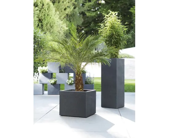 Уличный пластиковый горшок Scheurich 240/40 C-CUBE STONY BLACK