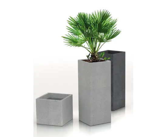 Горшок пластиковый уличный Scheurich 240/48 C-Cube Stony grey 11 л