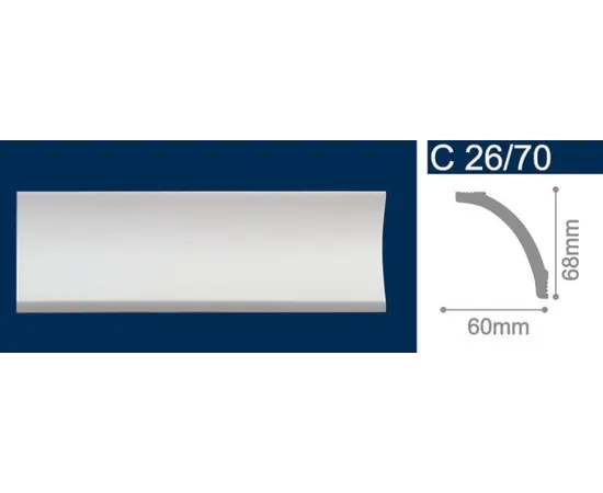 Extruded ceiling plinth Solid C26/70 white 68x60x2000 mm