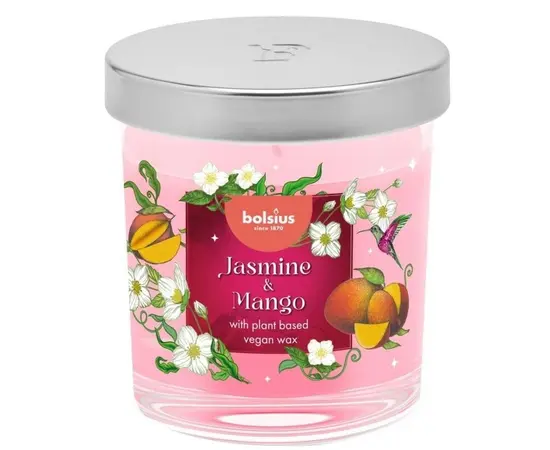 სანთელი არომატული მინაში Bolsius Jasmine mango 80/72 მმ