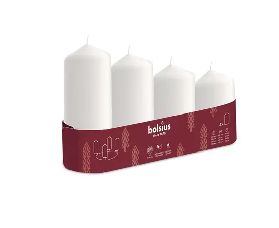 Candle Bolsius 4 pcs white  48 х 60/80/100/120 mm Candle Bolsius 4 pcs white  48 х 60/80/100/120 mm