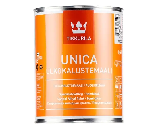 საღებავი Tikkurila Unica 0.9 ლ ნახევრად პრიალა გამჭვირვალე