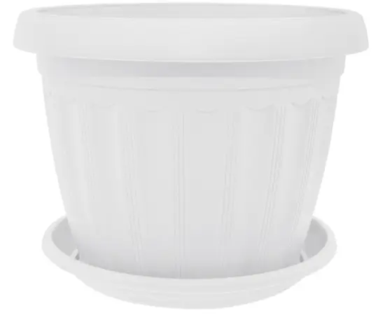 პლასტმასის ქოთანი დასადგამით Aleana Terra 20x15 თეთრი პლასტმასის ქოთანი დასადგამით Aleana Terra 20x15 თეთრი