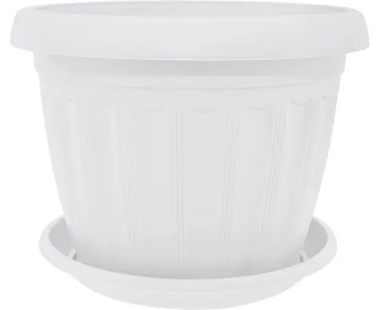 პლასტმასის ქოთანი დასადგამით Aleana Terra 36x27 თეთრი პლასტმასის ქოთანი დასადგამით Aleana Terra 36x27 თეთრი