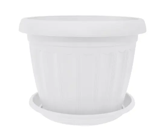 Plastic flower pot with a stand Aleana Terra 12x9 white