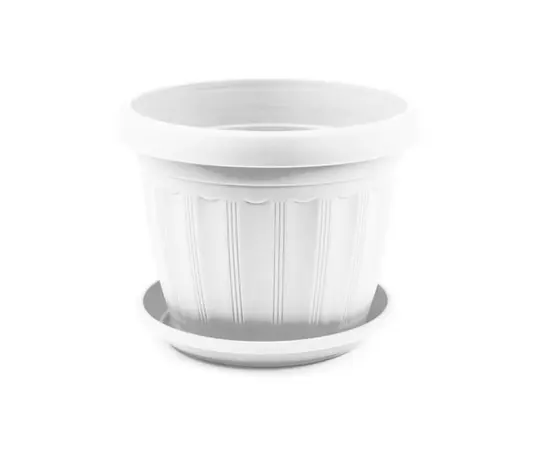 პლასტმასის ქოთანი დასადგამით Aleana ტერრა 25х19 თეთრი პლასტმასის ქოთანი დასადგამით Aleana ტერრა 25х19 თეთრი