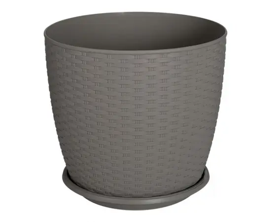 ქოთანი პლასტმასის სადგამით Aleana Rotang 30x27,5სმ კაკაო ქოთანი პლასტმასის სადგამით Aleana Rotang 30x27,5სმ კაკაო