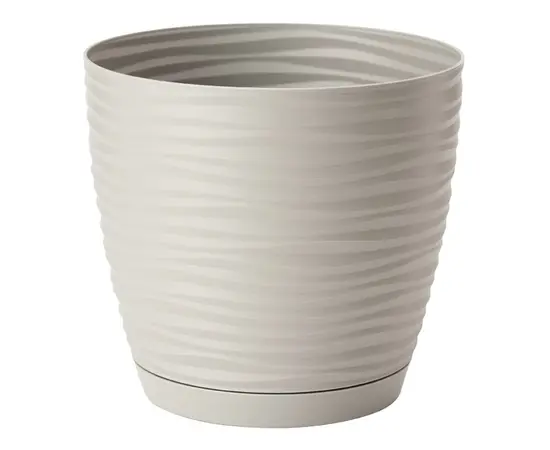 Plastic flower pot with a stand FORM PLASTIC Sahara petit 3010-055 Ø13 light grey