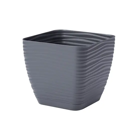 პლასტმასის ქოთანი დასადგამით FORM PLASTIC Sahara petit square 3610-014 Ø13 ანტრაციტი პლასტმასის ქოთანი დასადგამით FORM PLASTIC Sahara petit square 3610-014 Ø13 ანტრაციტი