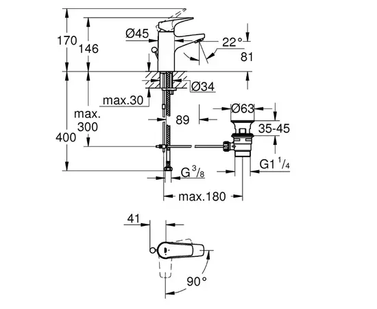 Washbasin faucet Grohe Start Flow OHM S 23769000 Washbasin faucet Grohe Start Flow OHM S 23769000