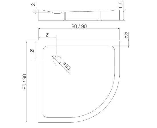 საშხაპე პადონი New Trendy Mild Stone White B-0517 90X90X11,5სმ ოვალური +S-0041 საშხაპე პადონი New Trendy Mild Stone White B-0517 90X90X11,5სმ ოვალური +S-0041