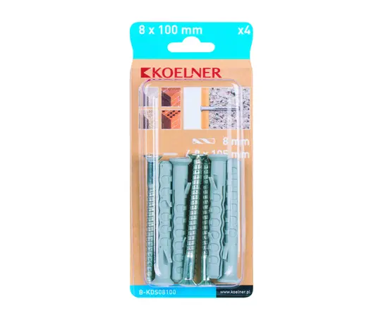 დუბელი ჩარჩოსთვის Koelner 4 ც B-KDS08100 100 mm ბლისტი დუბელი ჩარჩოსთვის Koelner 4 ც B-KDS08100 100 mm ბლისტი