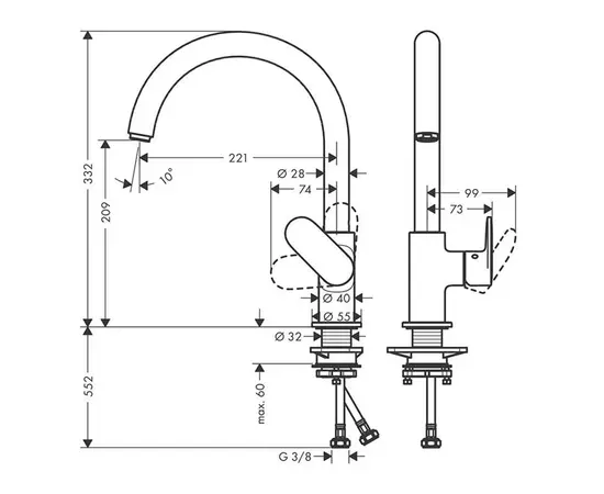 Смеситель для кухни Hansgrohe 71870000