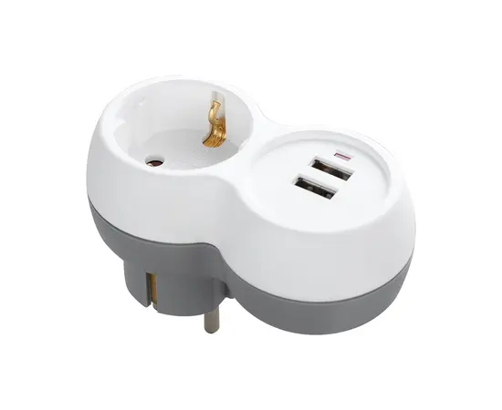 Splitter ORNO 1 Schuko 2 USB-A white-gray Splitter ORNO 1 Schuko 2 USB-A white-gray