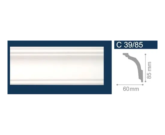 Extruded ceiling plinth Solid С39/85 white 2 m