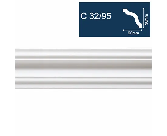 Plinth skirting board SOLID C32/95 white 2 m