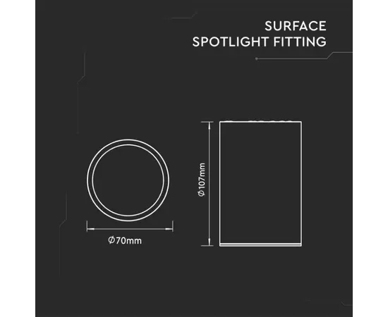 ჭერის განათება V-TAC 1 GU10  Ø70 110მმ მრგვალი თეთრი 8944