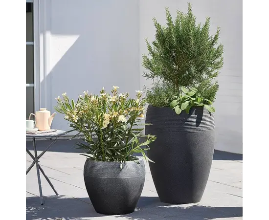 Уличный пластиковый горшок Scheurich 282/48 NO1 STONE SCHWARZ GRANIT Уличный пластиковый горшок Scheurich 282/48 NO1 STONE SCHWARZ GRANIT