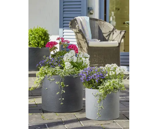 Горшок пластиковый уличный Scheurich 130/30 Riva Stone grey 14 л Горшок пластиковый уличный Scheurich 130/30 Riva Stone grey 14 л