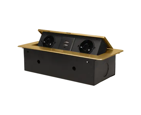 Колодка настольная ORNO 2 2хUSB-А Schuko латунь Колодка настольная ORNO 2 2хUSB-А Schuko латунь