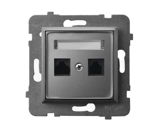 Розетка компьютерная CAT 5E Ospel Aria GPK-2U/K/m/70 2 местная серая матовая Розетка компьютерная CAT 5E Ospel Aria GPK-2U/K/m/70 2 местная серая матовая