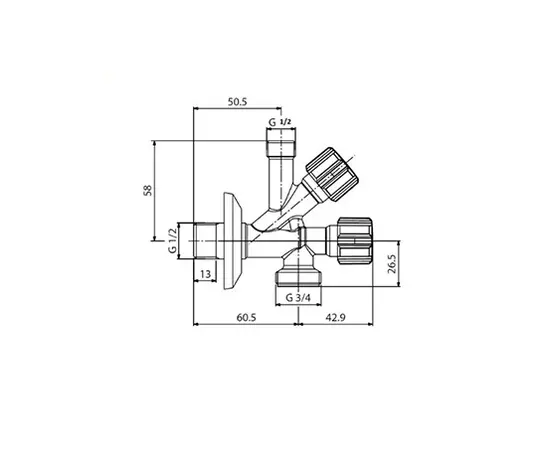 ორმაგი ვენტილი Albertoni 1/2x1/2x3/4