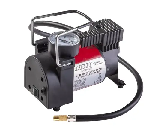 Компрессор воздушный с аксессуарами Raider RD-AC05 12V Компрессор воздушный с аксессуарами Raider RD-AC05 12V