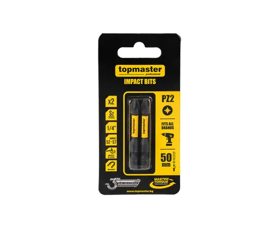 ბიტა დარტყმითი TOPMASTER 338734 PZ2 50 მმ 2 ც ბიტა დარტყმითი TOPMASTER 338734 PZ2 50 მმ 2 ც