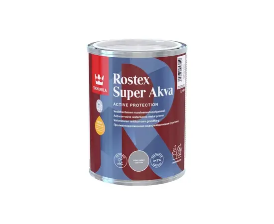 Краска для метала Tikkurila Rostex Super akva primer светло-серый 1 л