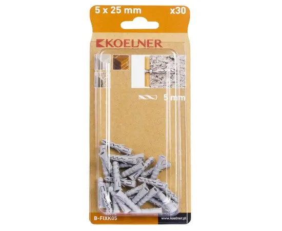Дюбель распорный Koelner 30 шт B-FIXK05 5x25mm блист