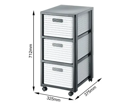 Chest of drawers Rotho 3 x A4 with wheels COUNTRY anthracite white Chest of drawers Rotho 3 x A4 with wheels COUNTRY anthracite white