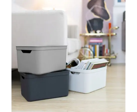 შესანახი კალათა თავსახურით Rotho DECO 16ლ კაპუჩინო შესანახი კალათა თავსახურით Rotho DECO 16ლ კაპუჩინო